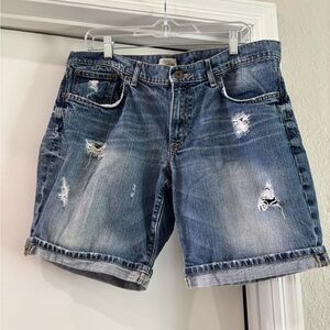 Gap Boyfriend Blue Denim Distressed Jean Shorts - Size 14  Zippered - So Comfy
